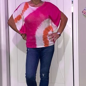 Fontana Tie Dye Light Woven Dolman Sleeve Top